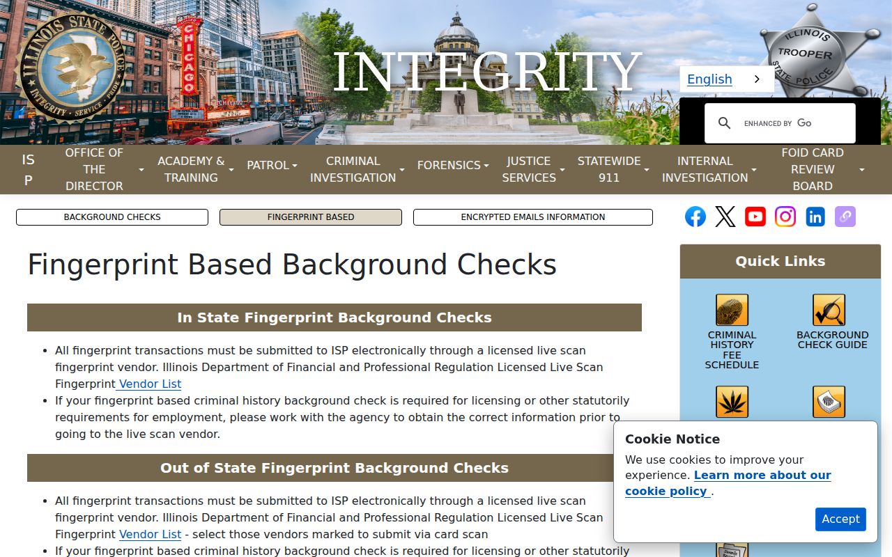 Illinois State Police fingerprint submission guidance