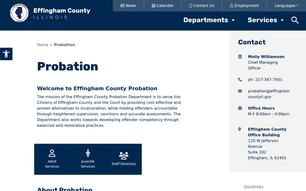Effingham County criminal court probation office information