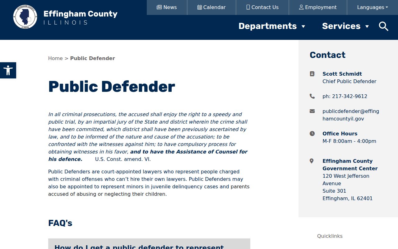 Effingham County arrest record Public Defender information