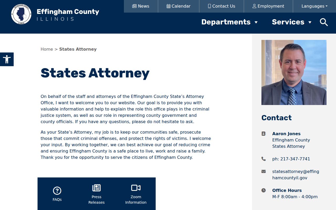 Effingham County arrest history State's Attorney information